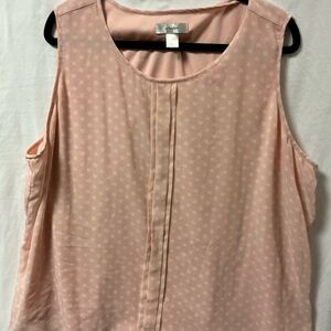 CJ Banks Light Blush Polka Dot Pleated Sleeveless Top